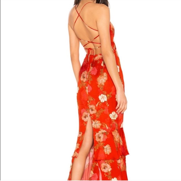 MAJORELLE Marissa Candy Apple Lace up Maxi Dress - Picture 4 of 13